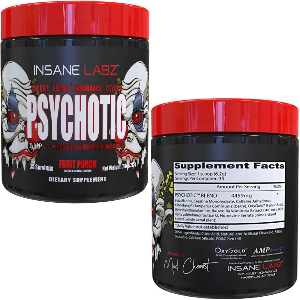 Pre Treino Psychotic Red, Sabores, Insane Labz