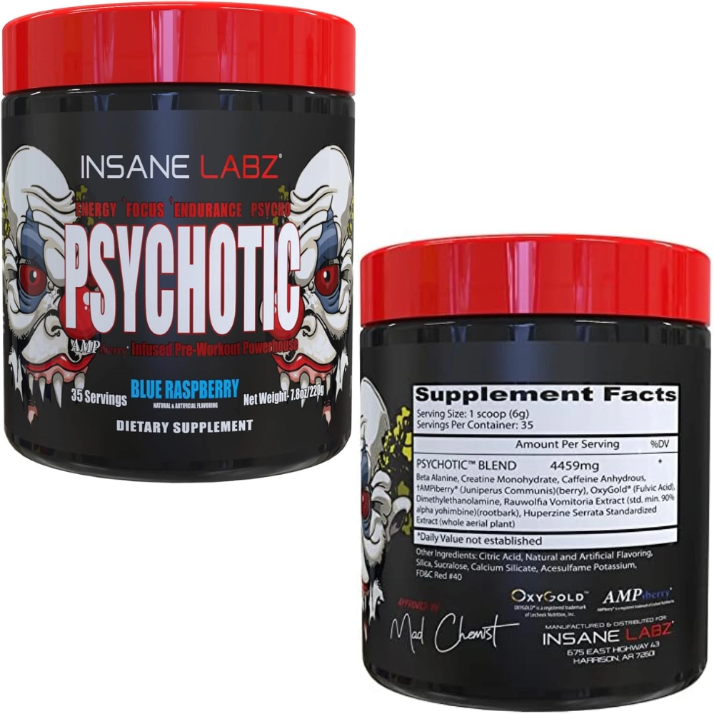 Pre Treino Psychotic Red, Sabores, Insane Labz