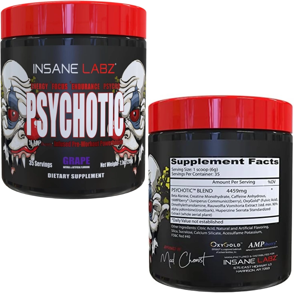 Pre Treino Psychotic Red, Sabores, Insane Labz