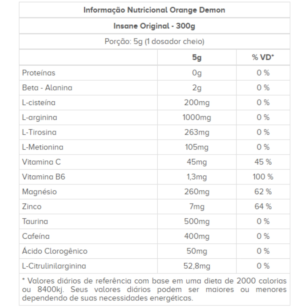 Pré Treino, Sabores, Insane Original 300g - Demons Lab