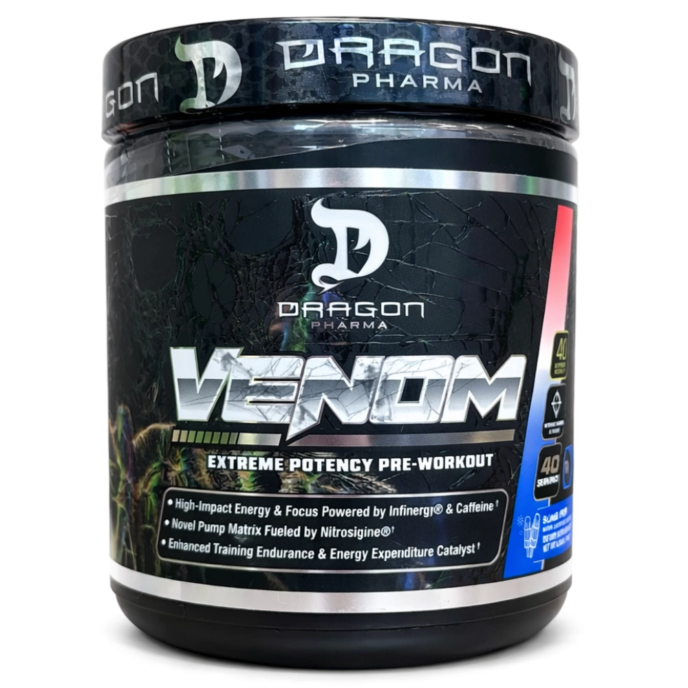 Pré-Treino Venom, 196g, Sabor Bomb Pop, Dragon Pharma