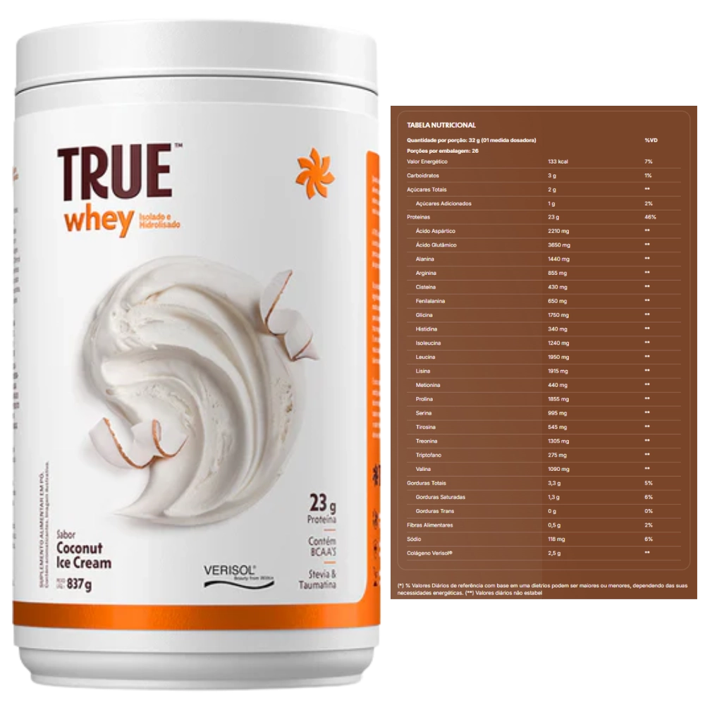 True Whey, Hidrolisado e Isolado, 837g, Sabores, True Source