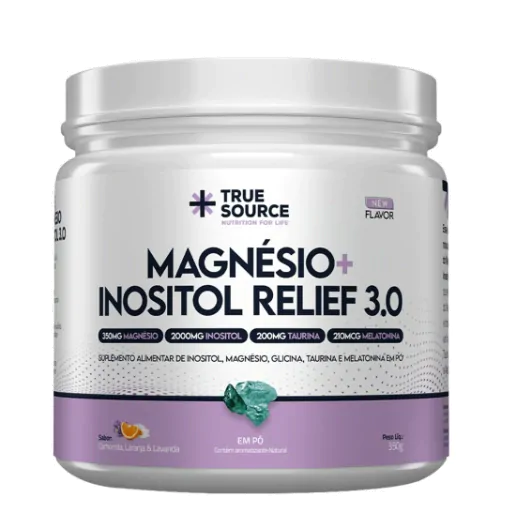 Magnésio + Inositol Relief 3.0, Sabor Camomila e Lavanda, 350g, True Source