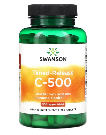 Vitamina C-500, 500mg, 250 comprimidos Timed Release, Swanson