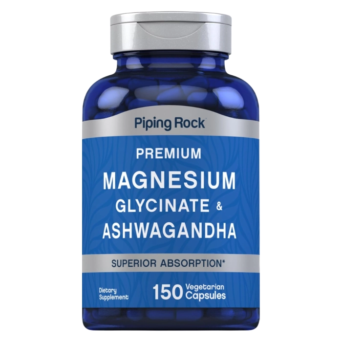 Magnésio Glicinato + Ashwagandha, 150 Cápsulas- Piping Rock