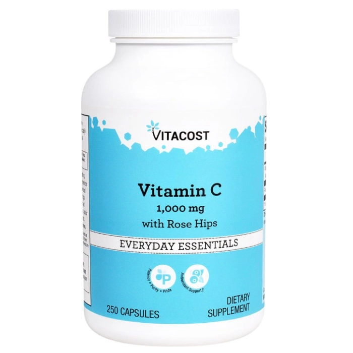 Vitamina C 1000mg com Rosa Mosqueta, 250 Cápsulas, Vitacost