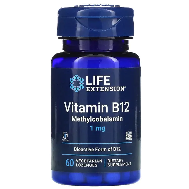 Vitamina B12, 1mg, 60 Comprimidos Mastigáveis, Life Extension