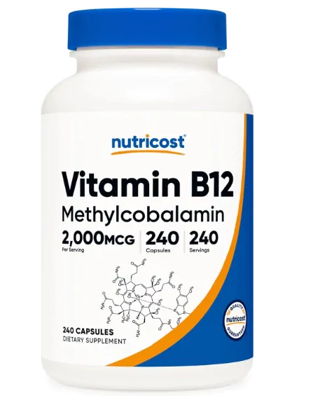 Vitamina B12 2000mcg Metilcobalamina, 240 cápsulas, Nutricost