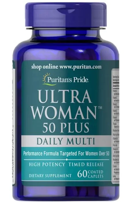 Multivitamínico Ultra Feminino 50+ Plus, 60 Cápsulas, Puritans Pride