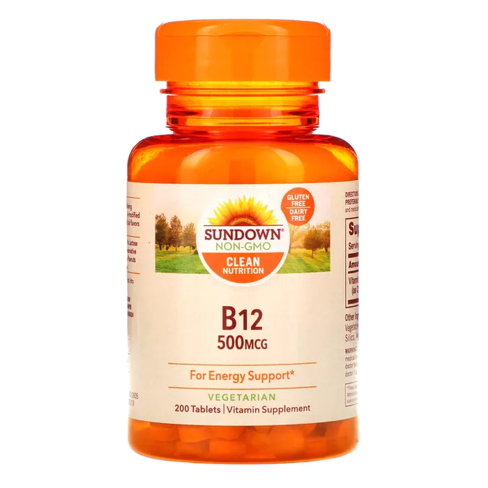 Vitamina B-12, 500 mcg, 200 comprimidos, Sundown