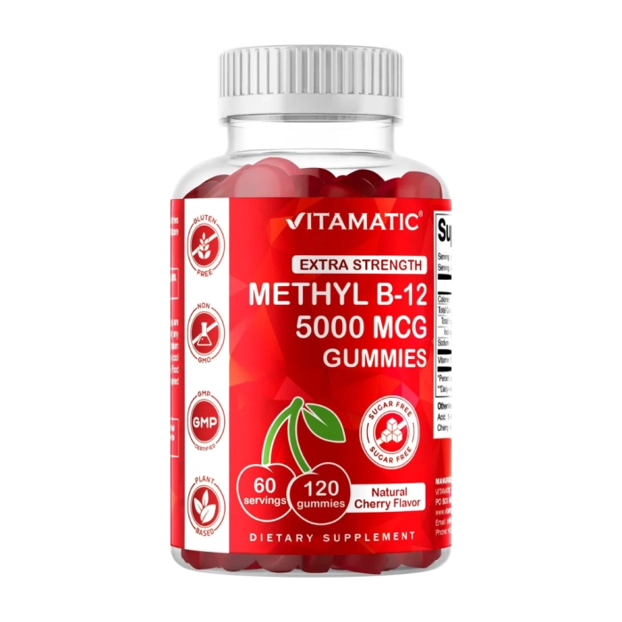 Metil B-12 5000mcg Gummies, Energia, Disposição e Foco, 120 Gomas, Vitamatic