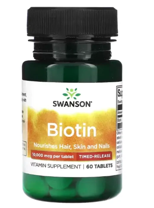 Biotina, 10000mcg, 60 Comprimidos Liberação Temporizada, Swanson