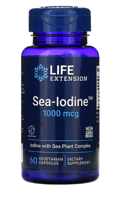 Iodo Marinho 1.000mcg, 60 Cápsulas, Life Extension