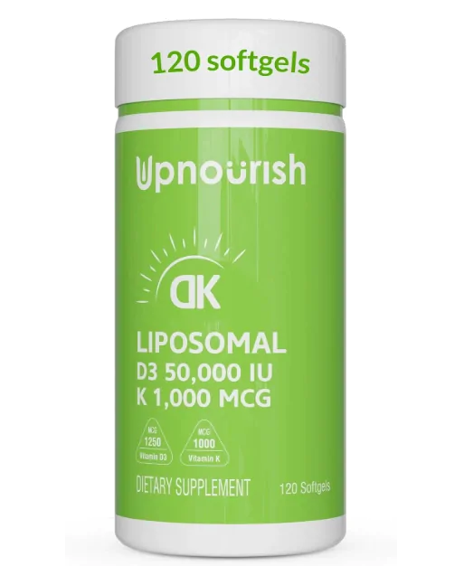 Lipossomal, Vitamina D3 50000UI Com Vitamina K 1000mcg, 120 Mini Cápsulas, UpNourish