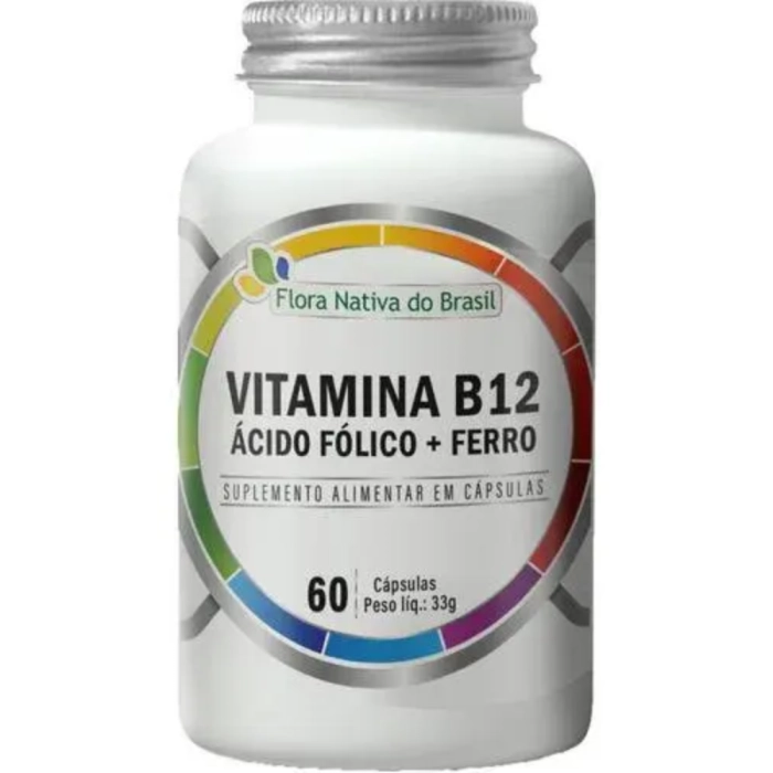 Vitamina B12, Ácido Fólico + Ferro, 60 Cápsulas, Flora Nativa