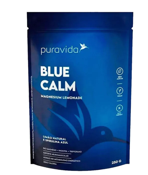 Blue Calm, com Magnésio, Inositol, Triptofano e Taurina, 250g, Puravida