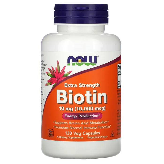 Biotina, 10.000mcg, 120 Cápsulas, Now