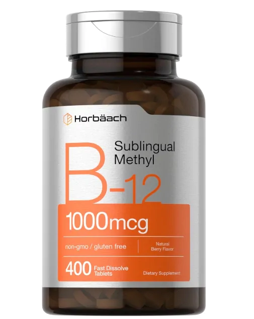 Vitamina B12 Metilcobalamina 1000mcg, 400 Comprimidos Sublinguais, Horbaach