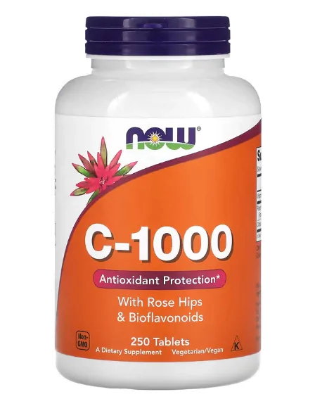 Vitamina C-1000, Com Rosa Mosqueta e Bioflavonóides 250 comprimidos, Now