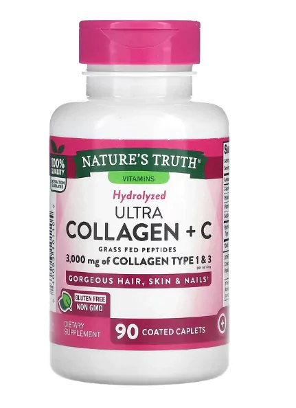 Ultra Colágeno com Vitamina C, 3000mg, 90 Cápsulas, Nature's Truth