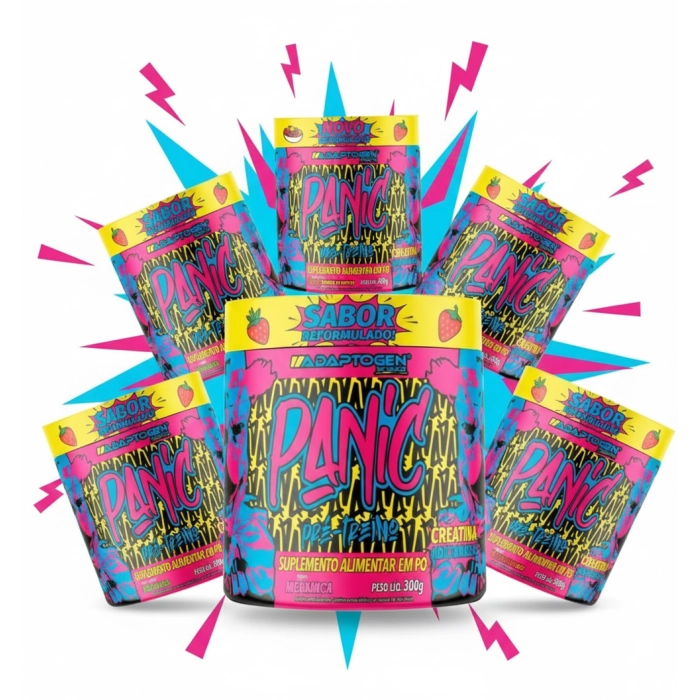 Pré-Treino Panic com Creatina, 300g Sabores, Adaptogen