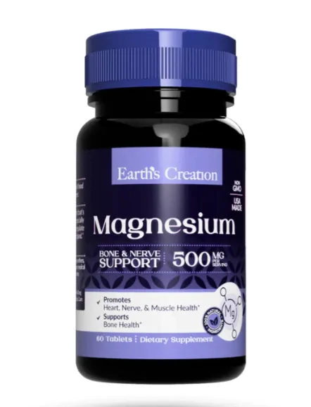 Magnésio, 500mg, 60 Tablets, Earth's Creation