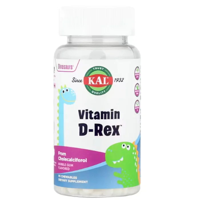 Vitamin D-Rex 10mcg, 90 Cápsulas Mastigáveis Dinosaurs, KAL