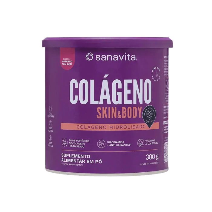 Colágeno Skin e Body 300g, Sabores - Sanavita