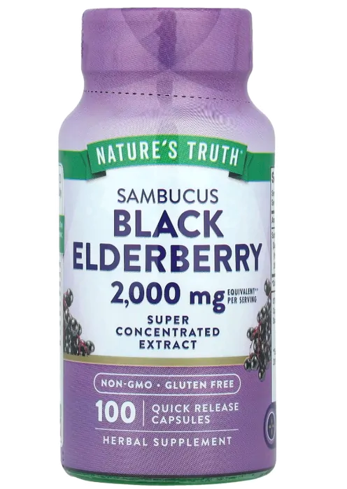 Black Elderberry, Sabugueiro Negro Sambucus, 2000mg, 100 Cápsulas, Nature's Truth