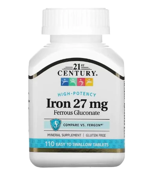 Ferro de Alta Potência, 27mg, 110 Comprimidos, 21st Century