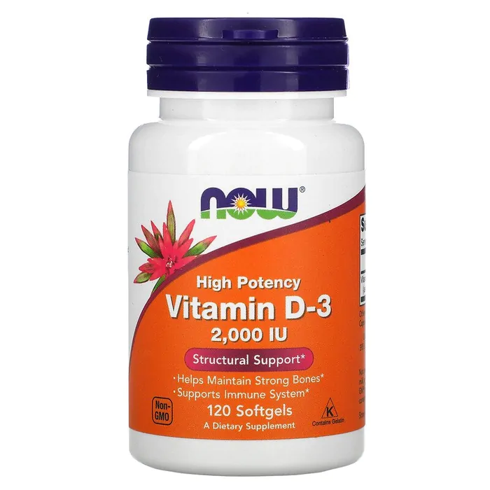 Vitamin D3 2000IU, 120 Softgels, Now