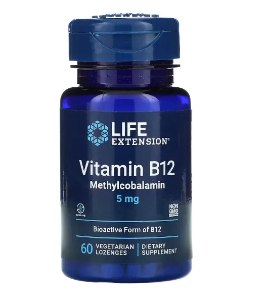 Vitamina B12 Metilcobalamina, 5mg, 60 Pastilhas, Life Extension