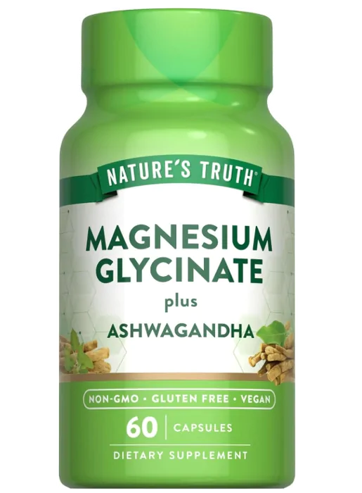 Magnésio Glycinate com Ashwagandha, 60 Cápsulas, Nature's Truth