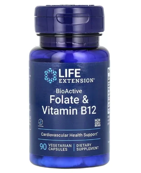 Bioativo, Folato e Vitamina B12, 90 Cápsulas, Life Extension