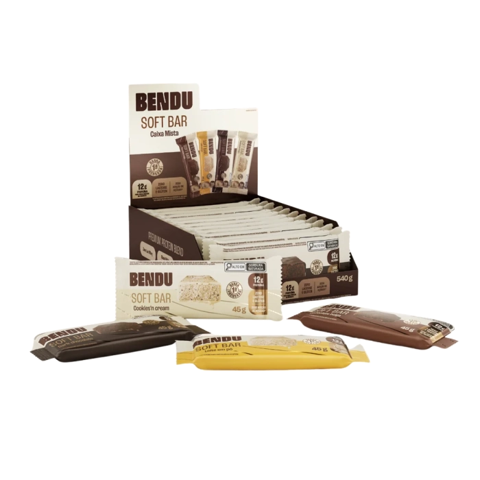Soft Bar, Barrinha de Proteína,12g de Proteína,  Sem Açúcar, kit com 3 Unidades, Sabores, Bendu