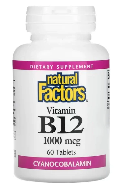 Vitamina B12, 1.000mcg, 60 comprimidos, Natural Factors