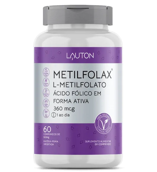 Metilfolax, Metilfolato de Cálcio, 360mcg, 60 Comprimidos, Lauton Nutrition