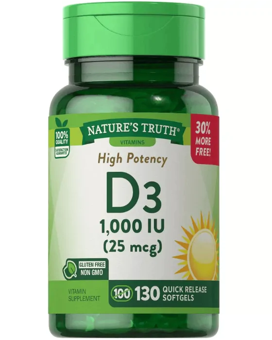 Vitamina D3 1000UI, 130 Cápsulas, Nature's Truth