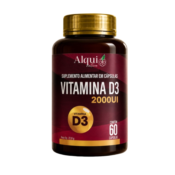 Vitamina D3 2000UI, Imunidade, Ossos Fortes e Bem-Estar Diário, 60 Cápsulas, Alquimia