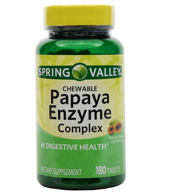 Enzima de Papaya, 180 tablets mastigáveis, Spring Valley