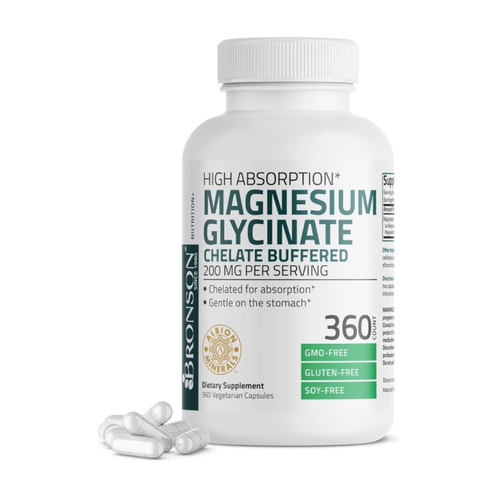 Magnésio Glicinato 200mg, Relaxamento, Qualidade do Sono e Equilíbrio Diário, 360 Cápsulas, Bronson