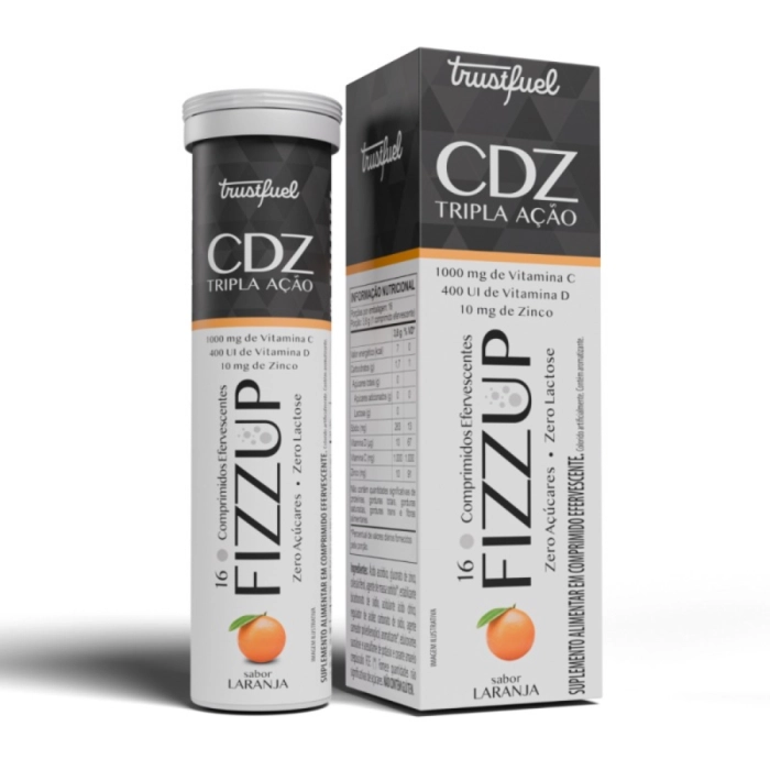 Fizz Up Cdz - Vitaminas C, D E Zinco, Sabor Laranja, 16 Comprimidos - Trustfuel