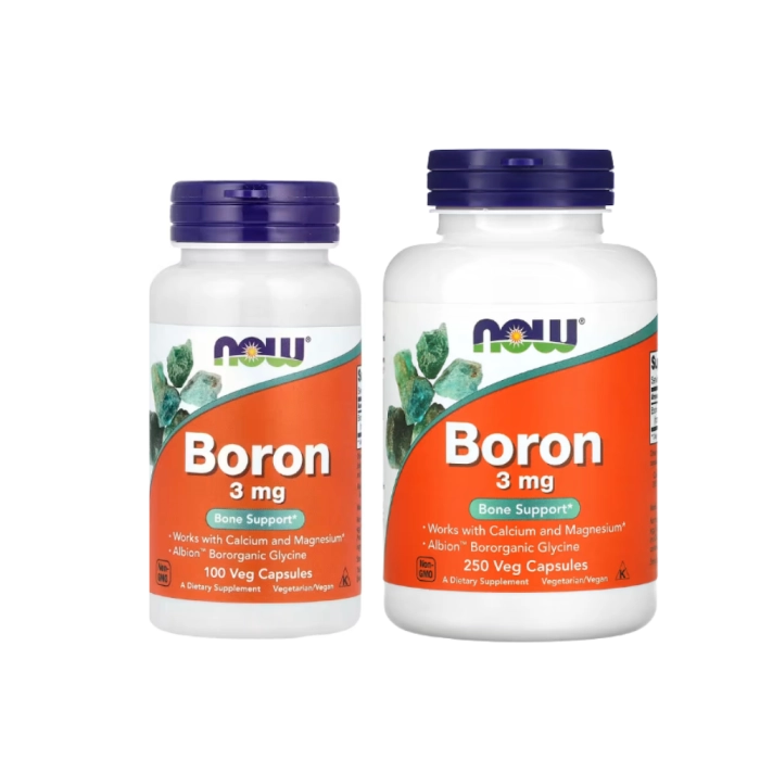 Suplemento de Boro 3mg, Suporte ao Metabolismo Hormonal e Saúde Óssea, Now