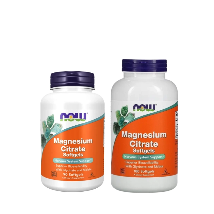Suplemento de Magnésio Citrato 400mg, Suporte ao Sistema Nervoso, Função Muscular e Equilíbrio Eletrolítico, Now