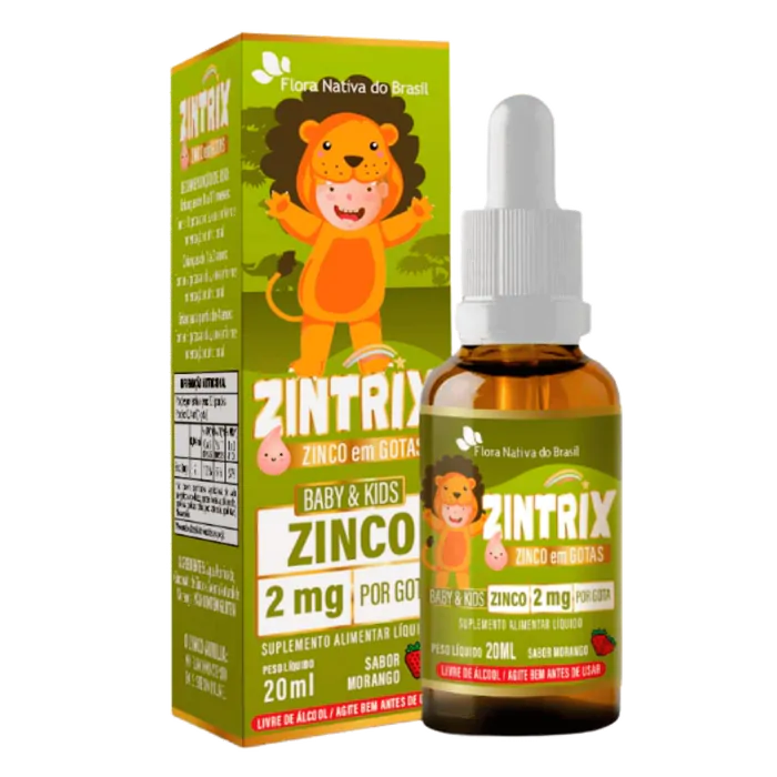 ZINTRIX (Zinco Infantil) Sabor Morango, 20ml - Flora Nativa do Brasil