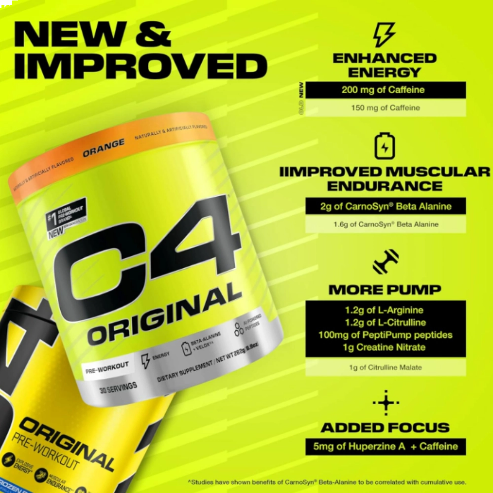 Pré Treino C4 Original Laranja - Cellucor | Vitaminas Brasil