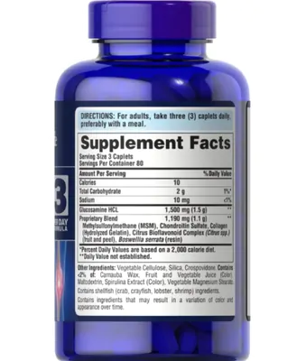 Glucosamina e Condroitina com MSM, 1500mg, 240 Cápsulas, Puritan's Pride