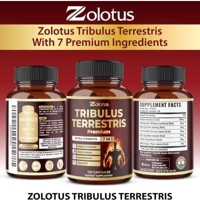 Tribulus Terrestris, 7 em 1, Força Extra, 150 Cápsulas, Zolotus
