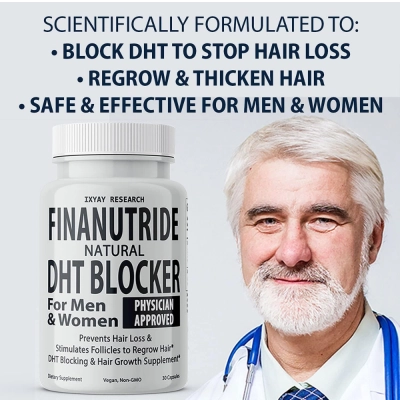 Finanutride, Bloqueador Natural de DHT para Crescimento Capilar, 30 Cápsulas, Ixyay Research