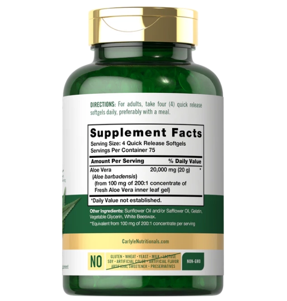 Aloe Vera 20.000mg, 300 Cápsulas, Carlyle